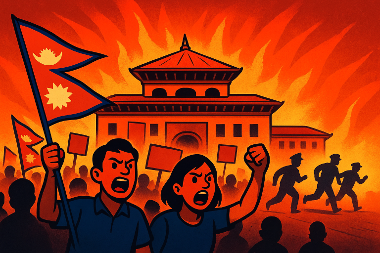 AVISO URGENTE: Parlamento de Nepal en llamas