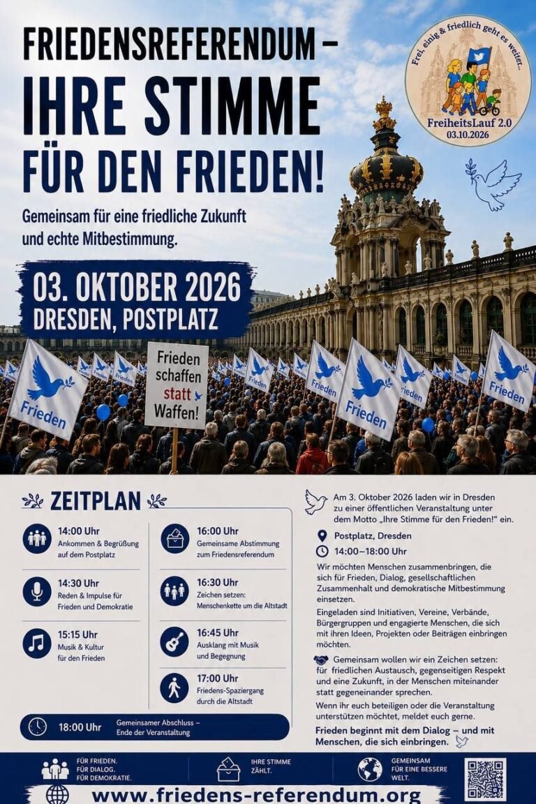 🕊️ Ihre Stimme für den Frieden – Dresden, 03. Oktober 2026